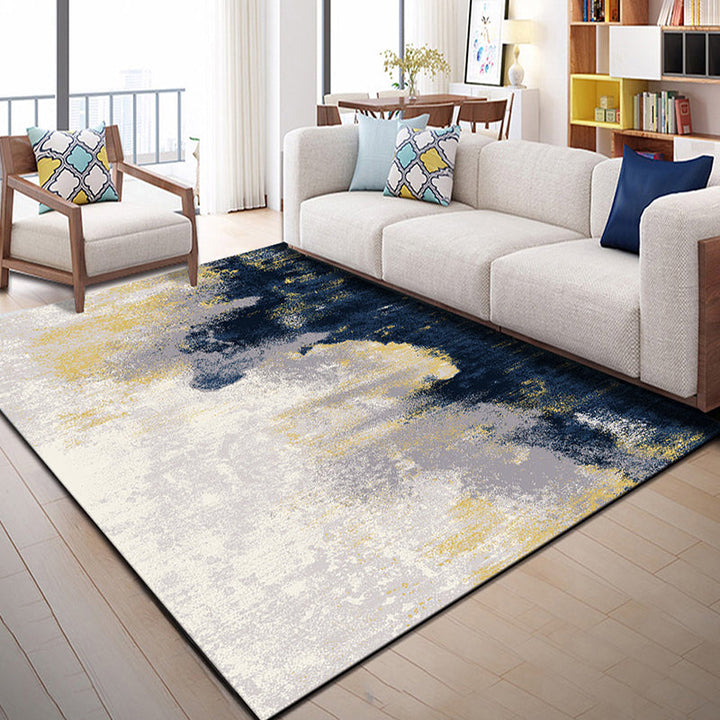 Lisslune | Multi Color Geometric Graphic Rug Polypropylene Novelty Rug Machine Washable Non-Slip Stain Resistant Rug for Large Room