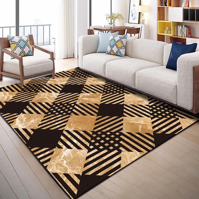 Lisslune | Multi Color Geometric Graphic Rug Polypropylene Novelty Rug Machine Washable Non-Slip Stain Resistant Rug for Large Room