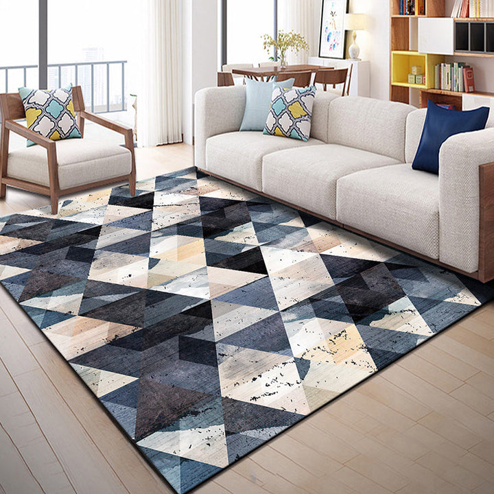 Lisslune | Multi Color Geometric Graphic Rug Polypropylene Novelty Rug Machine Washable Non-Slip Stain Resistant Rug for Large Room