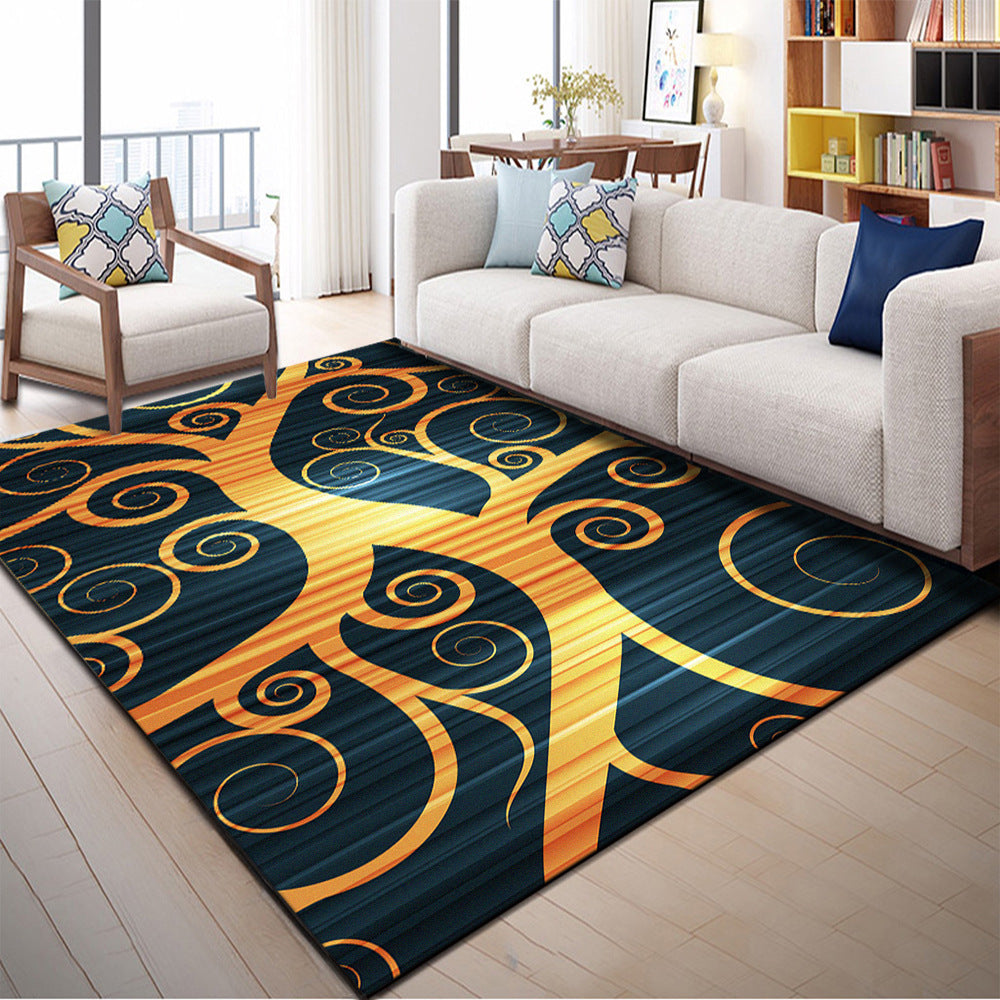 Lisslune | Multi Color Geometric Graphic Rug Polypropylene Novelty Rug Machine Washable Non-Slip Stain Resistant Rug for Large Room