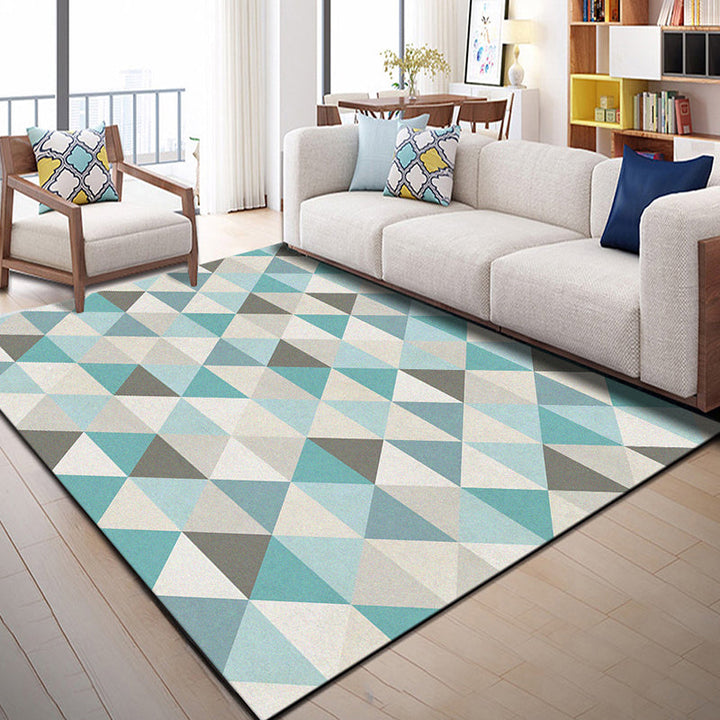 Lisslune | Multi Color Geometric Graphic Rug Polypropylene Novelty Rug Machine Washable Non-Slip Stain Resistant Rug for Large Room