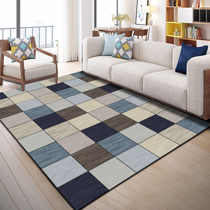 Lisslune | Multi Color Geometric Graphic Rug Polypropylene Novelty Rug Machine Washable Non-Slip Stain Resistant Rug for Large Room