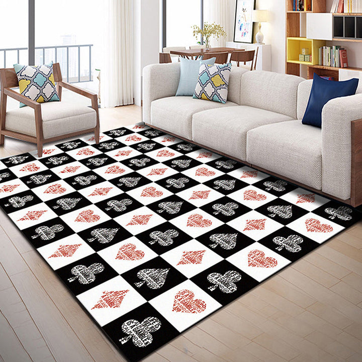 Lisslune | Multi Color Geometric Graphic Rug Polypropylene Novelty Rug Machine Washable Non-Slip Stain Resistant Rug for Large Room