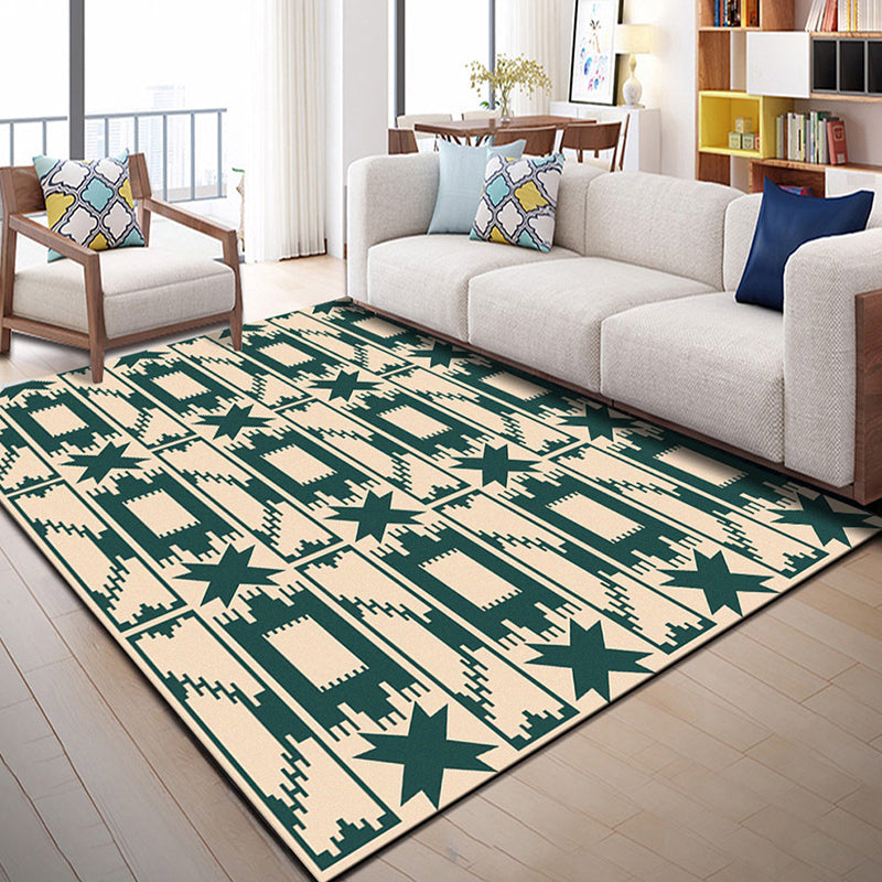 Lisslune | Multi Color Geometric Graphic Rug Polypropylene Novelty Rug Machine Washable Non-Slip Stain Resistant Rug for Large Room