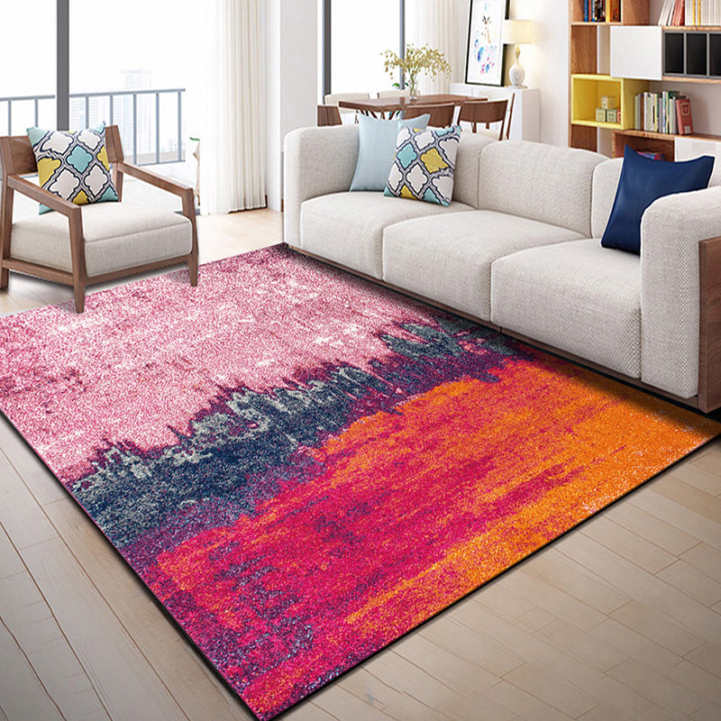 Lisslune | Multi Color Geometric Graphic Rug Polypropylene Novelty Rug Machine Washable Non-Slip Stain Resistant Rug for Large Room