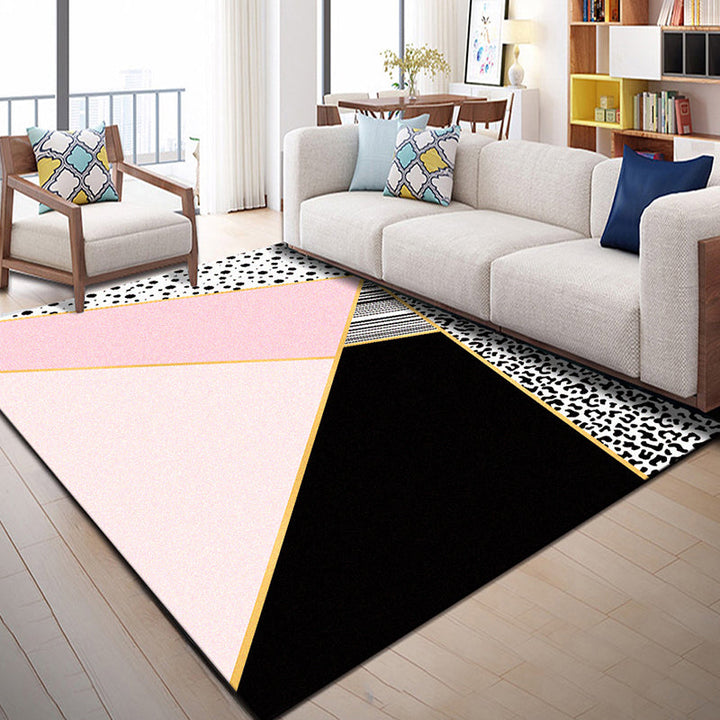 Lisslune | Multi Color Geometric Graphic Rug Polypropylene Novelty Rug Machine Washable Non-Slip Stain Resistant Rug for Large Room