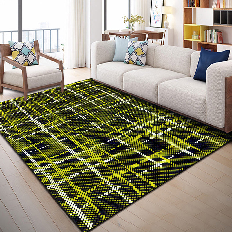 Lisslune | Multi Color Geometric Graphic Rug Polypropylene Novelty Rug Machine Washable Non-Slip Stain Resistant Rug for Large Room
