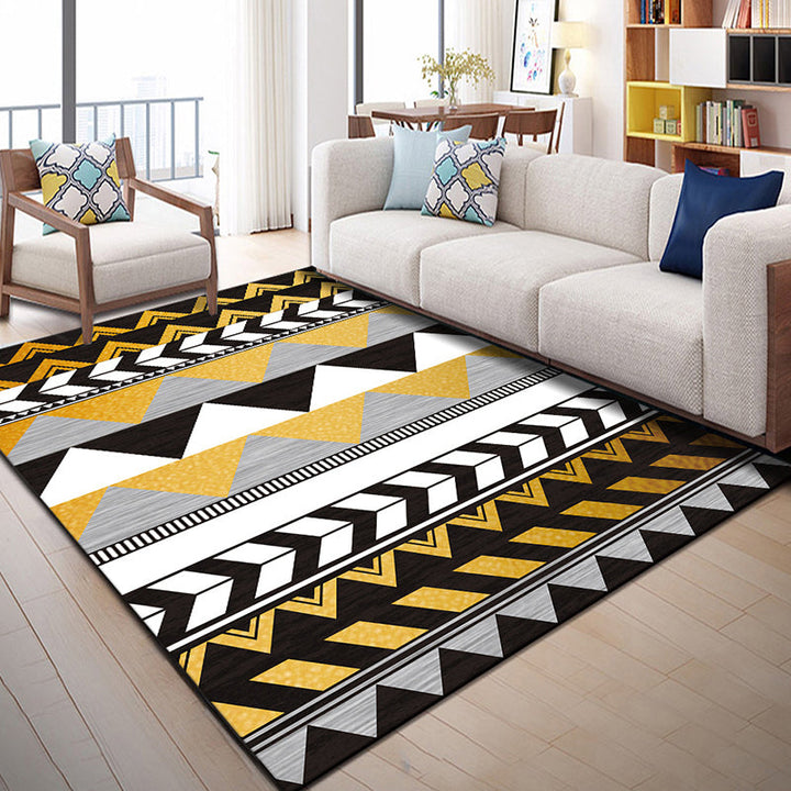 Lisslune | Multi Color Geometric Graphic Rug Polypropylene Novelty Rug Machine Washable Non-Slip Stain Resistant Rug for Large Room