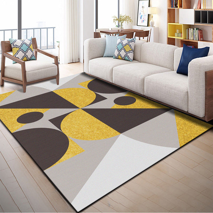 Lisslune | Multi Color Geometric Graphic Rug Polypropylene Novelty Rug Machine Washable Non-Slip Stain Resistant Rug for Large Room
