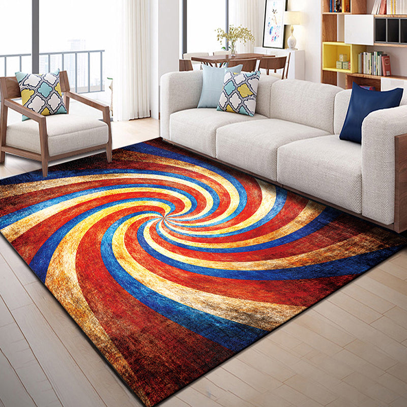Lisslune | Multi Color Geometric Graphic Rug Polypropylene Novelty Rug Machine Washable Non-Slip Stain Resistant Rug for Large Room