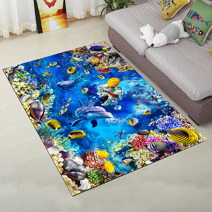 Lisslune | Personality Scandinavian Carpet Multi Colors 3D Print Scenery Carpet Washable Non-slip Stain-resistant Rug for Home