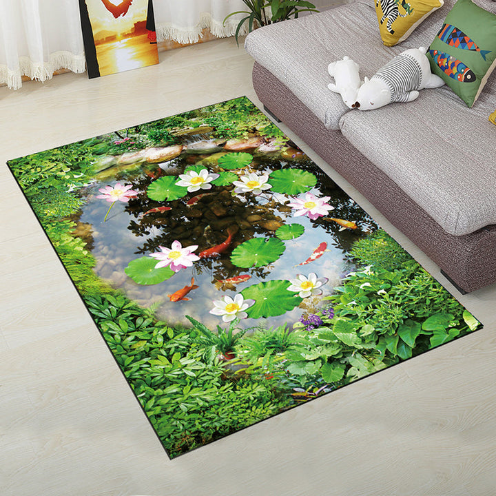 Lisslune | Personality Scandinavian Carpet Multi Colors 3D Print Scenery Carpet Washable Non-slip Stain-resistant Rug for Home