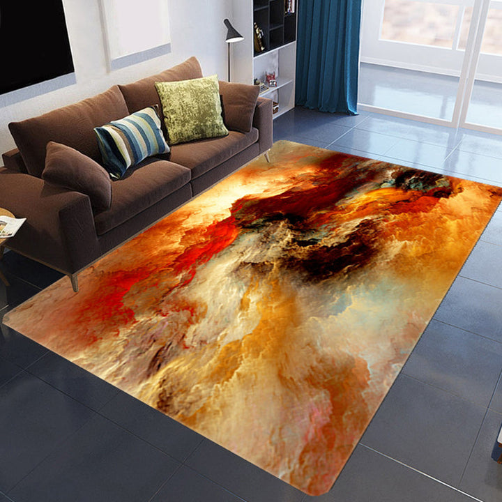 Lisslune | Magnificent 3D Evening Clouds Rug Multicolor Modern Rug Synthetic Washable Stain Resistant Nonslip Back Rug for Living Room