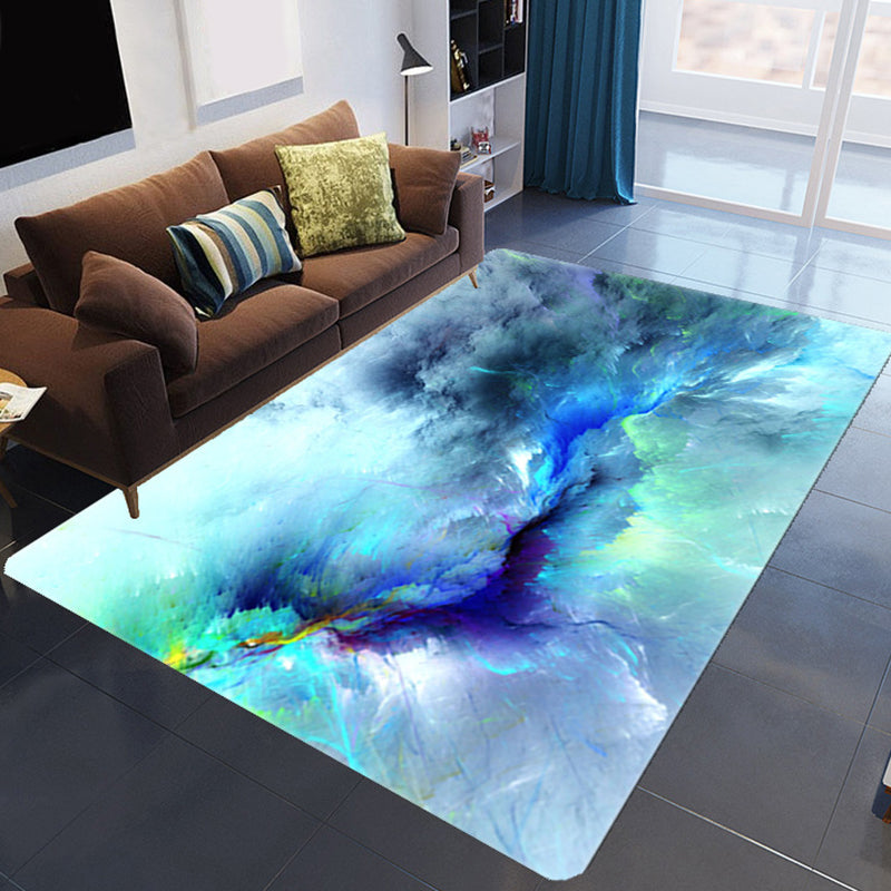 Lisslune | Magnificent 3D Evening Clouds Rug Multicolor Modern Rug Synthetic Washable Stain Resistant Nonslip Back Rug for Living Room