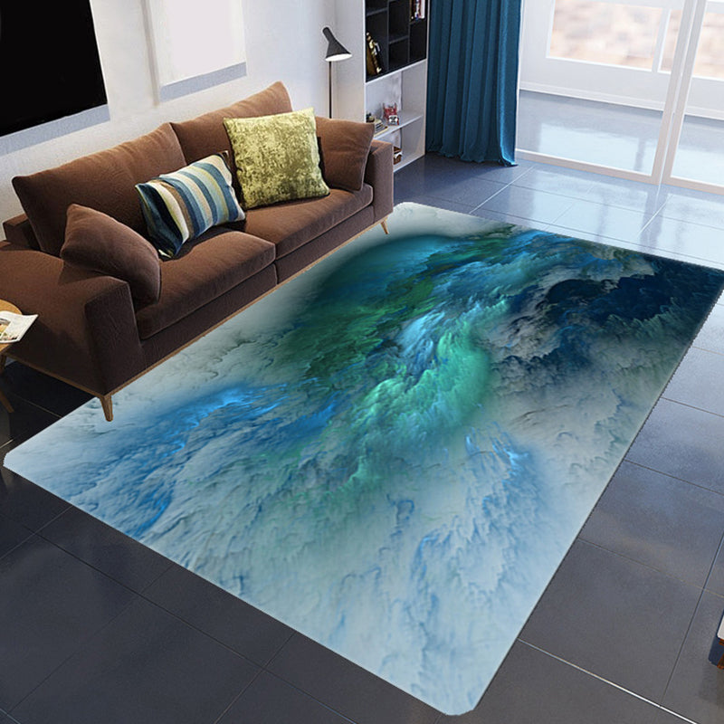 Lisslune | Magnificent 3D Evening Clouds Rug Multicolor Modern Rug Synthetic Washable Stain Resistant Nonslip Back Rug for Living Room