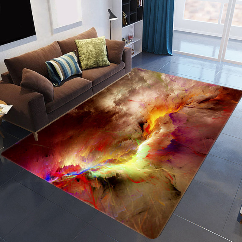 Lisslune | Magnificent 3D Evening Clouds Rug Multicolor Modern Rug Synthetic Washable Stain Resistant Nonslip Back Rug for Living Room