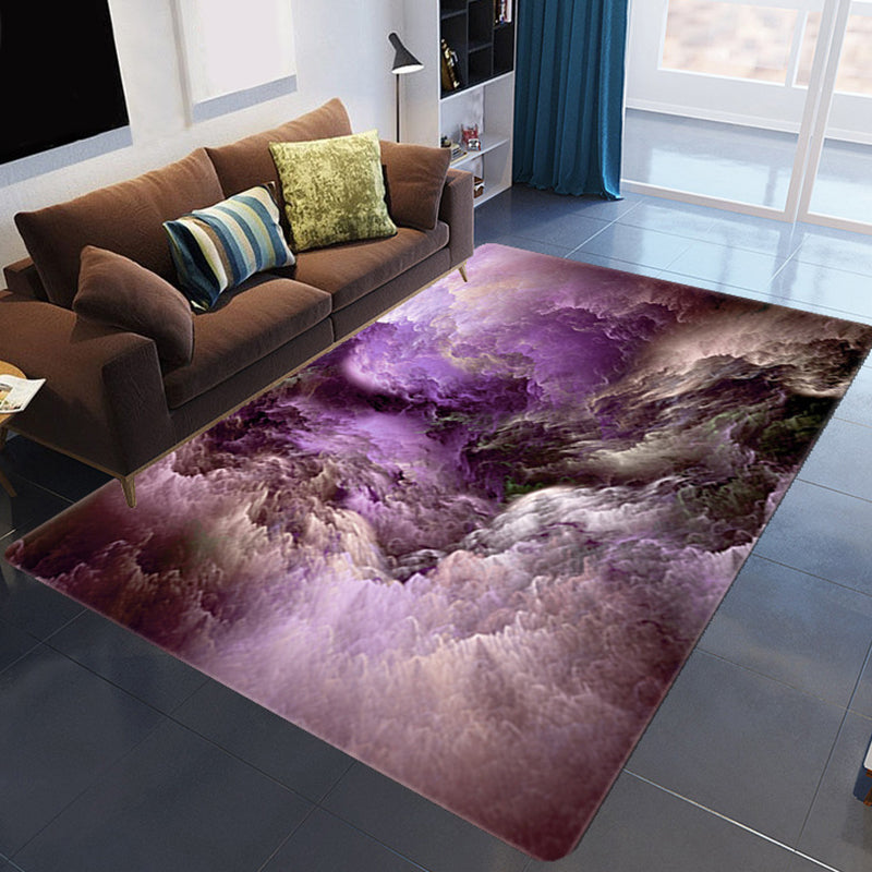Lisslune | Magnificent 3D Evening Clouds Rug Multicolor Modern Rug Synthetic Washable Stain Resistant Nonslip Back Rug for Living Room