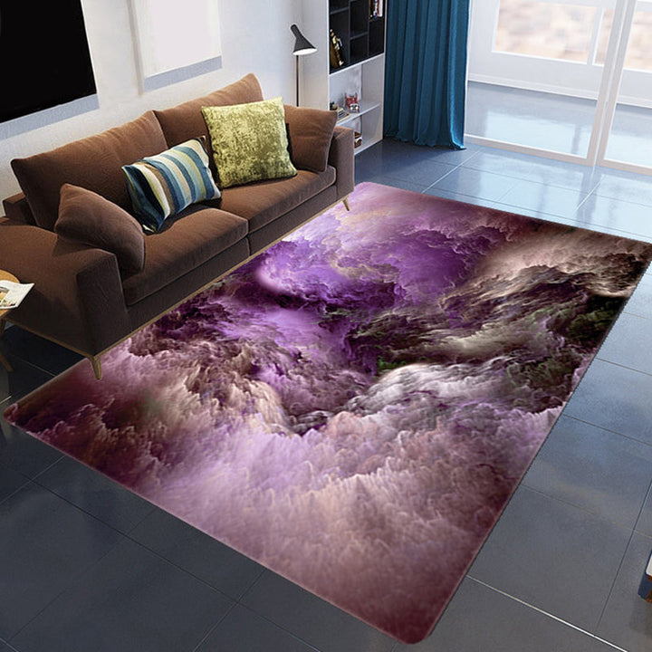 Lisslune | Magnificent 3D Evening Clouds Rug Multicolor Modern Rug Synthetic Washable Stain Resistant Nonslip Back Rug for Living Room