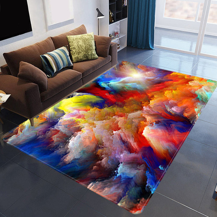 Lisslune | Magnificent 3D Evening Clouds Rug Multicolor Modern Rug Synthetic Washable Stain Resistant Nonslip Back Rug for Living Room