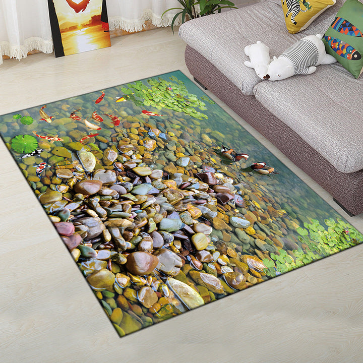 Lisslune | Multi-Color Modern Rug Polyester Digital Graphic Living Room Rug Non-Slip Back Pet-Friendly Washable Rug for Guest Room