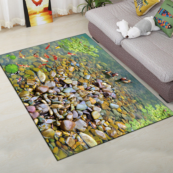 Lisslune | Multi-Color Modern Rug Polyester Digital Graphic Living Room Rug Non-Slip Back Pet-Friendly Washable Rug for Guest Room