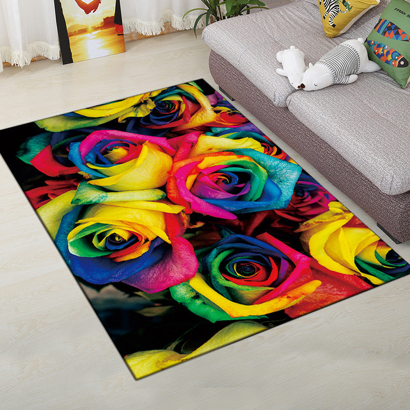 Lisslune | Multi-Color Modern Rug Polyester Digital Graphic Living Room Rug Non-Slip Back Pet-Friendly Washable Rug for Guest Room