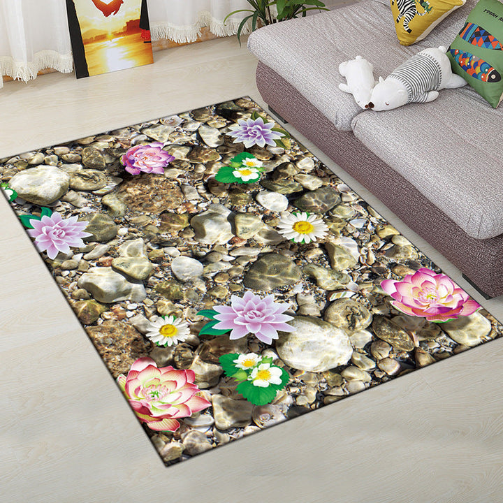 Lisslune | Multi-Color Modern Rug Polyester Digital Graphic Living Room Rug Non-Slip Back Pet-Friendly Washable Rug for Guest Room