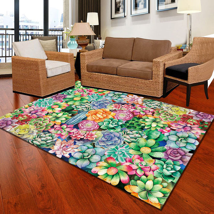 Lisslune | Multi-Color Modern Rug Polyester Digital Graphic Living Room Rug Non-Slip Back Pet-Friendly Washable Rug for Guest Room