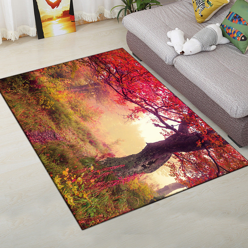 Lisslune | Multi-Color Modern Rug Polyester Digital Graphic Living Room Rug Non-Slip Back Pet-Friendly Washable Rug for Guest Room