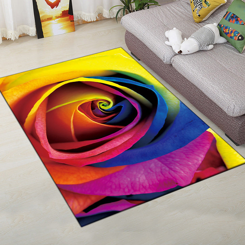 Lisslune | Multi-Color Modern Rug Polyester Digital Graphic Living Room Rug Non-Slip Back Pet-Friendly Washable Rug for Guest Room