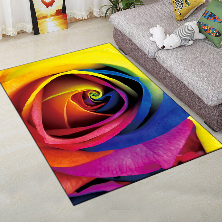 Lisslune | Multi-Color Modern Rug Polyester Digital Graphic Living Room Rug Non-Slip Back Pet-Friendly Washable Rug for Guest Room