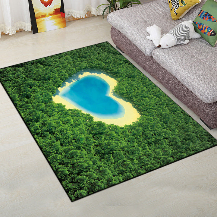 Lisslune | Multi-Color Modern Rug Polyester Digital Graphic Living Room Rug Non-Slip Back Pet-Friendly Washable Rug for Guest Room