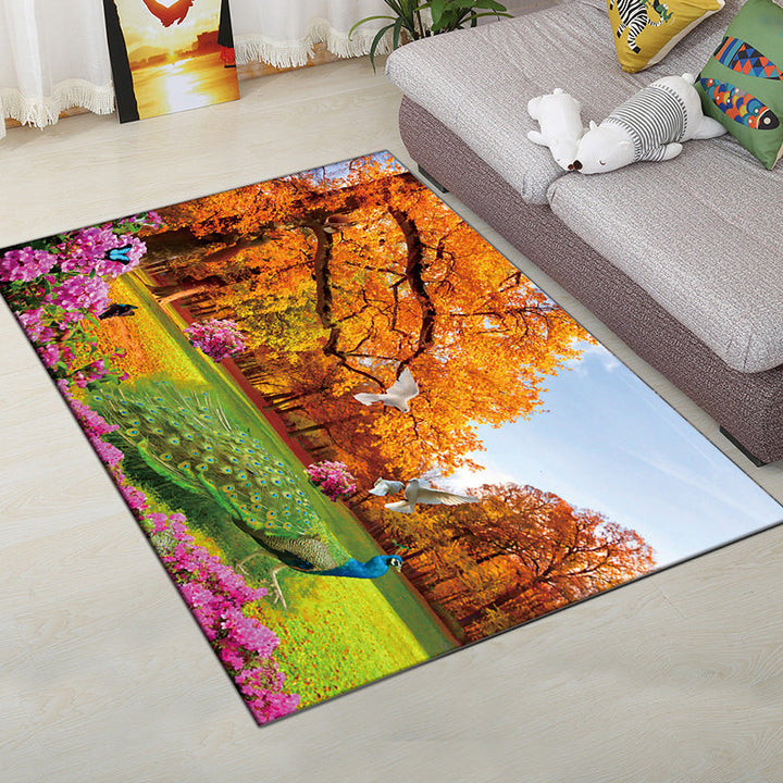 Lisslune | Multi-Color Modern Rug Polyester Digital Graphic Living Room Rug Non-Slip Back Pet-Friendly Washable Rug for Guest Room