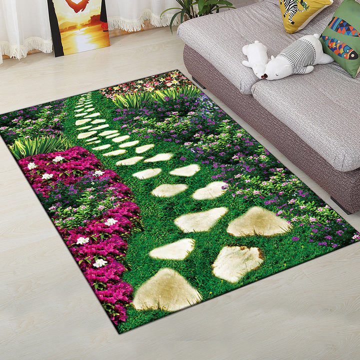 Lisslune | Multi-Color Modern Rug Polyester Digital Graphic Living Room Rug Non-Slip Back Pet-Friendly Washable Rug for Guest Room