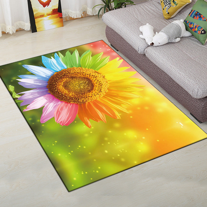 Lisslune | Multi-Color Modern Rug Polyester Digital Graphic Living Room Rug Non-Slip Back Pet-Friendly Washable Rug for Guest Room