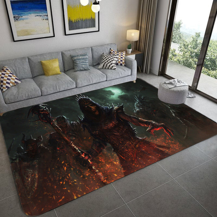 Lisslune | Hip Hop Living Room Rug Black Optical Illusions Skull Rug Polypropylene Stain Resistant Pet Friendly Non-Slip Back Area Rug
