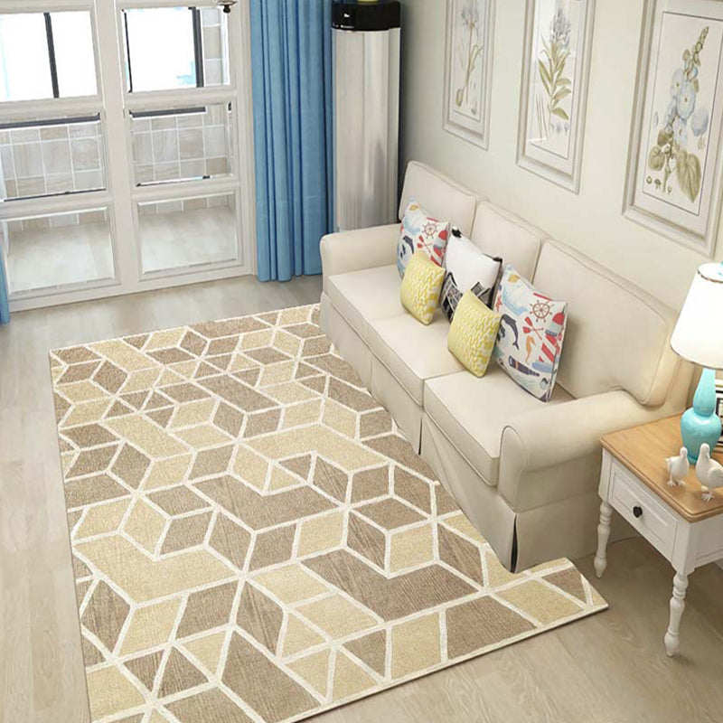 Lisslune | Multicolor 3D Illusion Geometry Rug Polyester Modernist Rug Non-Slip Pet-Friendly Machine Washable Rug for the Large Room