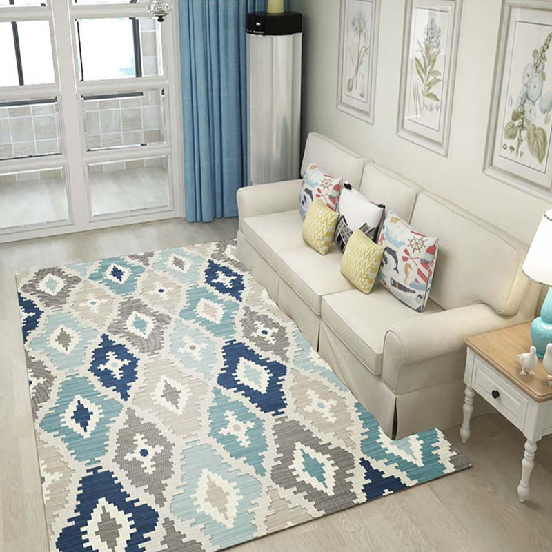 Lisslune | Multicolor 3D Illusion Geometry Rug Polyester Modernist Rug Non-Slip Pet-Friendly Machine Washable Rug for the Large Room