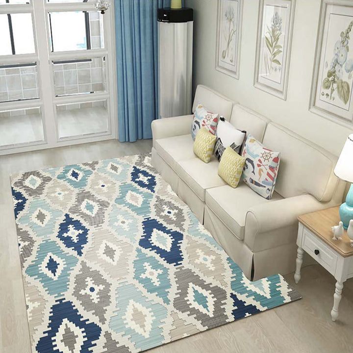 Lisslune | Multicolor 3D Illusion Geometry Rug Polyester Modernist Rug Non-Slip Pet-Friendly Machine Washable Rug for the Large Room