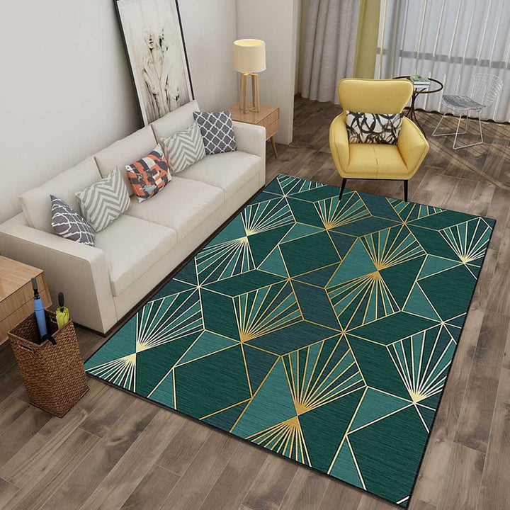 Lisslune | Multicolor 3D Illusion Geometry Rug Polyester Modernist Rug Non-Slip Pet-Friendly Machine Washable Rug for the Large Room
