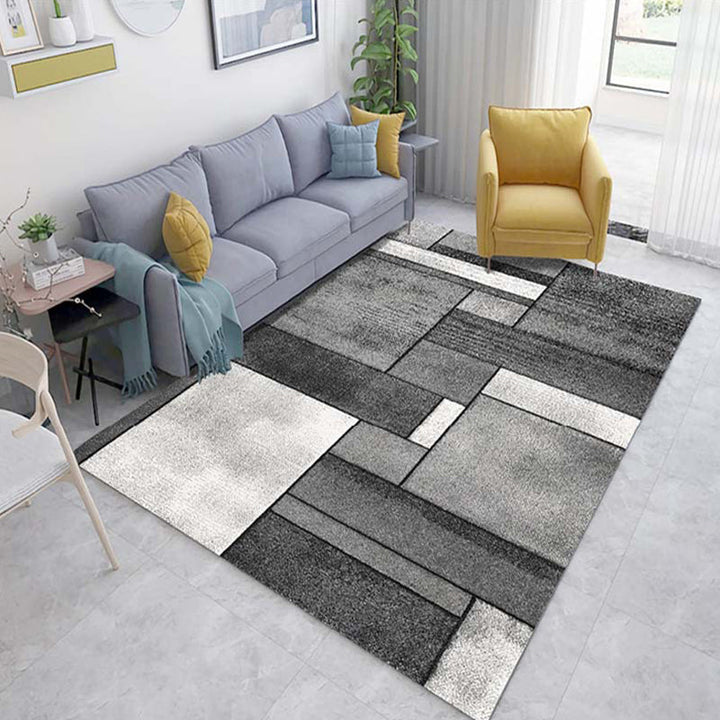 Lisslune | Multicolor 3D Illusion Geometry Rug Polyester Modernist Rug Non-Slip Pet-Friendly Machine Washable Rug for the Large Room