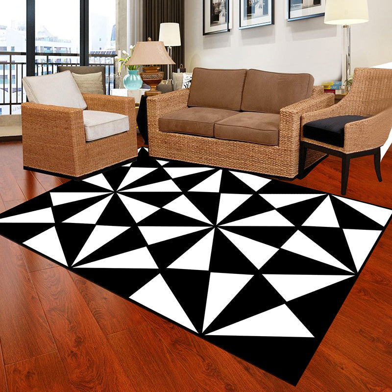 Lisslune | Black and White Novelty Rug Polypropylene Optical Illusions Geometric Carpet Stain Resistant Pet Friendly Non Slip Rug for Home