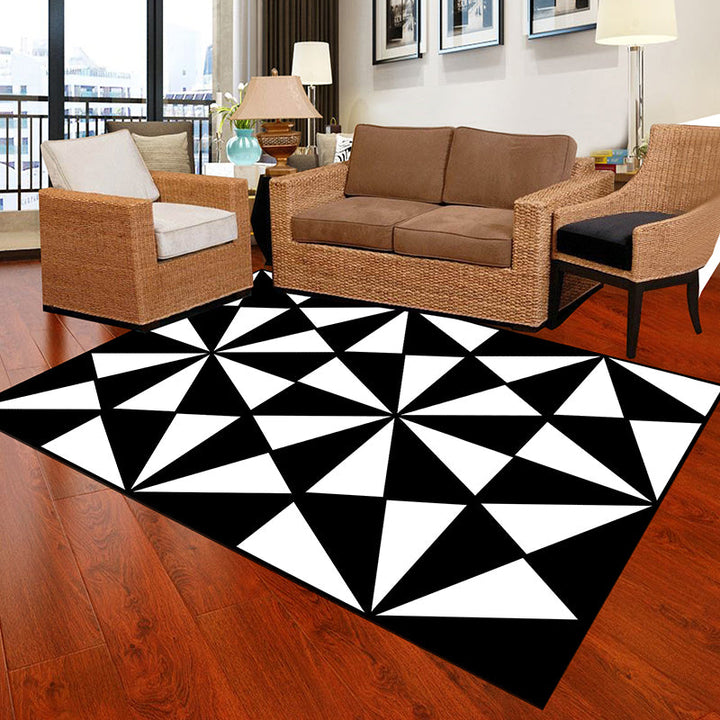 Lisslune | Black and White Novelty Rug Polypropylene Optical Illusions Geometric Carpet Stain Resistant Pet Friendly Non Slip Rug for Home