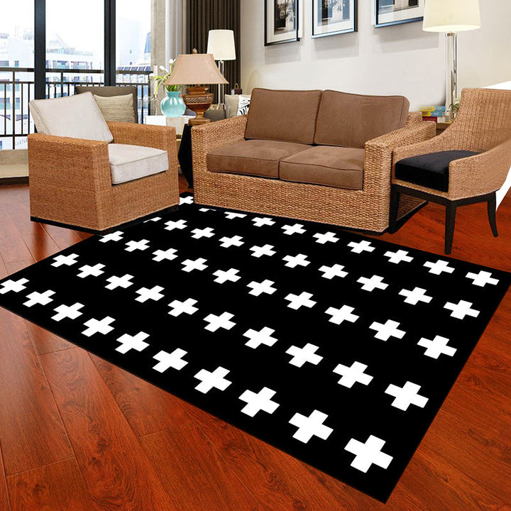 Lisslune | Black and White Novelty Rug Polypropylene Optical Illusions Geometric Carpet Stain Resistant Pet Friendly Non Slip Rug for Home