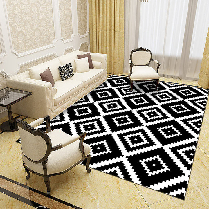 Lisslune | Black and White Novelty Rug Polypropylene Optical Illusions Geometric Carpet Stain Resistant Pet Friendly Non Slip Rug for Home