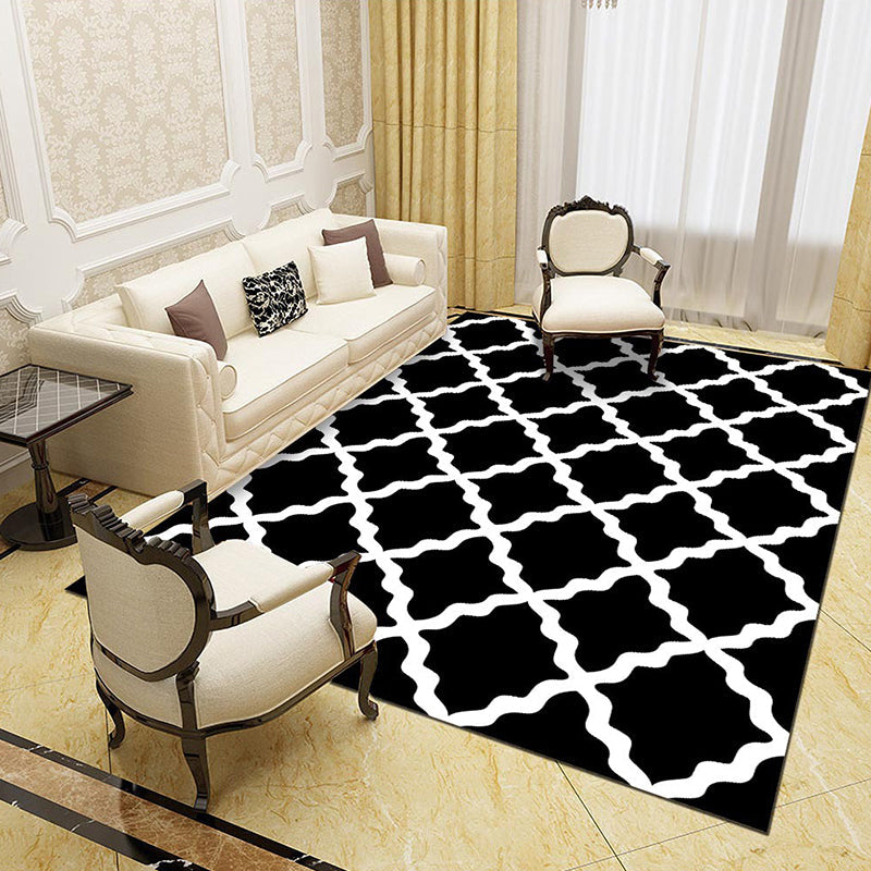 Lisslune | Black and White Novelty Rug Polypropylene Optical Illusions Geometric Carpet Stain Resistant Pet Friendly Non Slip Rug for Home