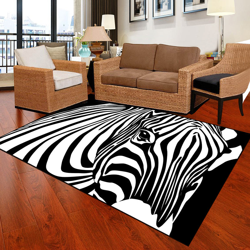 Lisslune | Black and White Novelty Rug Polypropylene Optical Illusions Geometric Carpet Stain Resistant Pet Friendly Non Slip Rug for Home