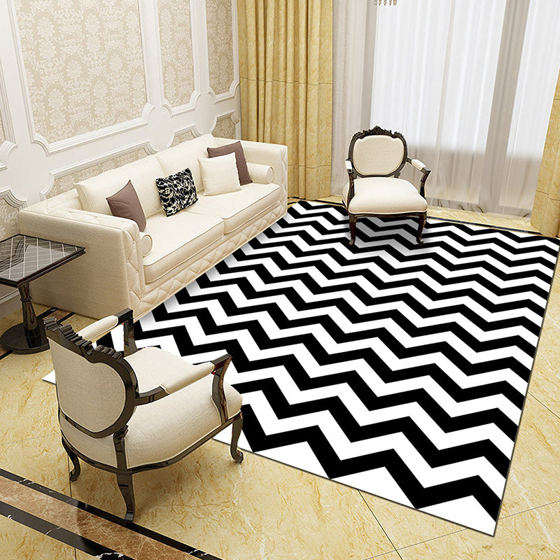 Lisslune | Black and White Novelty Rug Polypropylene Optical Illusions Geometric Carpet Stain Resistant Pet Friendly Non Slip Rug for Home