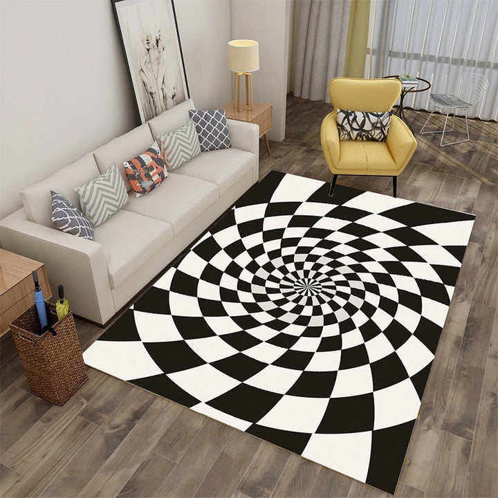 Lisslune | Enchanting Multicolor Novelty Carpet Synthetic Twist Checker 3D Illusion Rug Machine Washable Pet Friendly Non-Slip Rug for Room