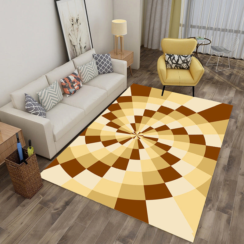Lisslune | Enchanting Multicolor Novelty Carpet Synthetic Twist Checker 3D Illusion Rug Machine Washable Pet Friendly Non-Slip Rug for Room